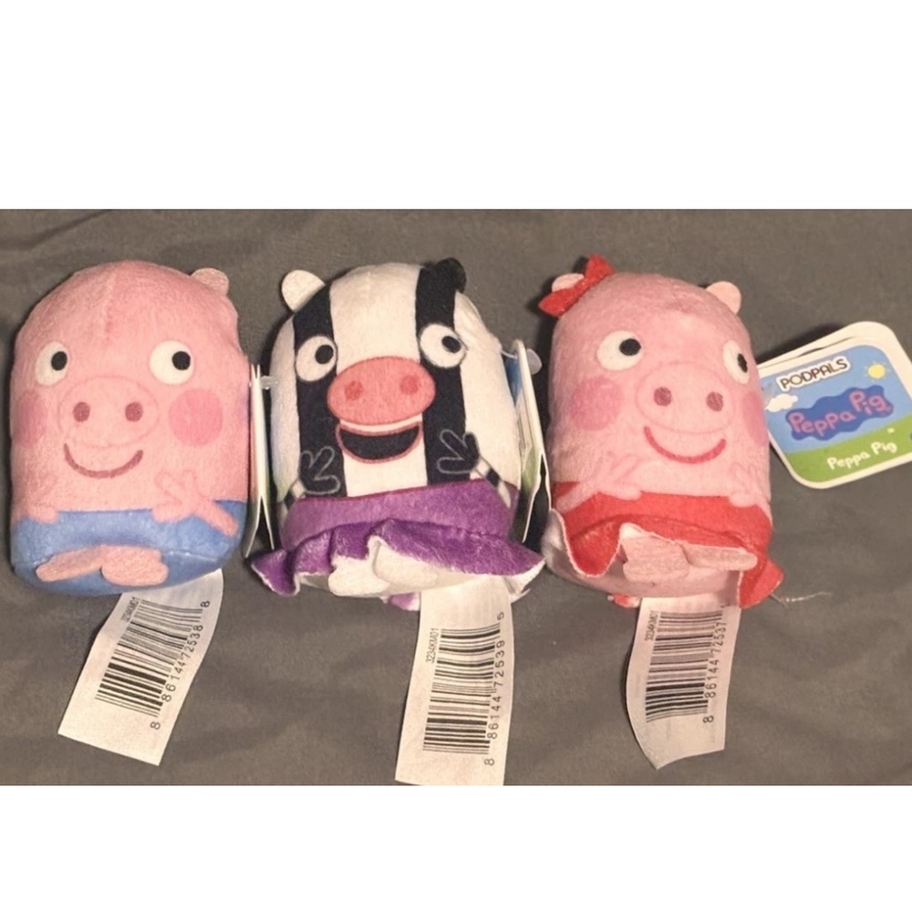 Set of Pod Pals Peppa Pig Stuffed Characters: Peppa, George and Zoe